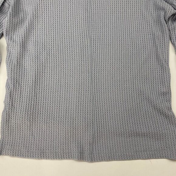 American Eagle Gray/Blue Waffle Knit Split Hem Blouse Dolman Sleeve L/S Sz XS - Picture 11 of 13